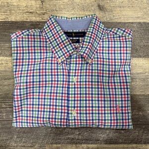 Ralph Lauren Men's Blue and Green Plaid Shirt